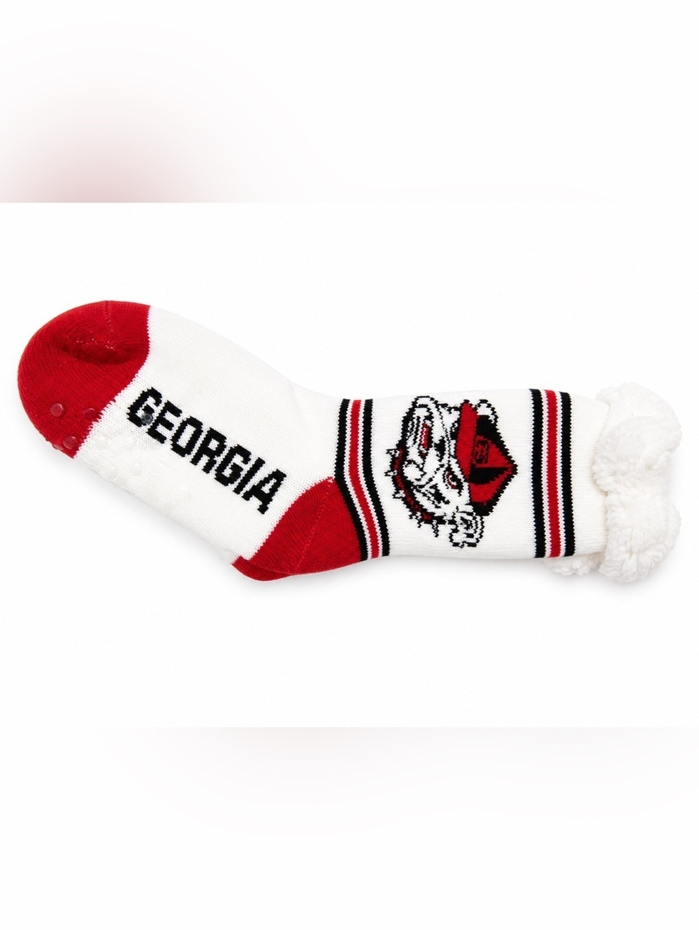 Georgia Bulldogs Plush Lined Crew Socks in White & Red